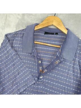Bobby Jones Collection Polo Shirt Mens XL Purple Blue Golf Casual Vintage Luxury